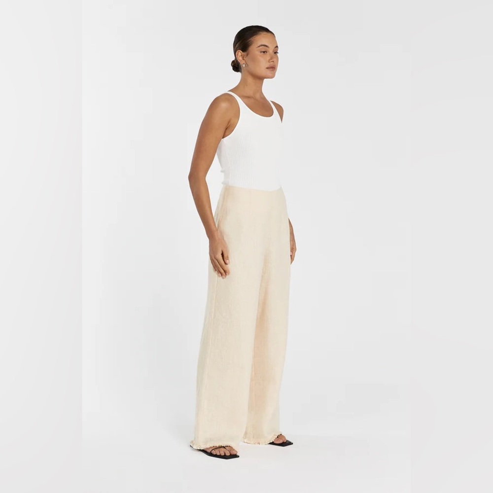 Dissh zahara linen pants in lemon - size 4